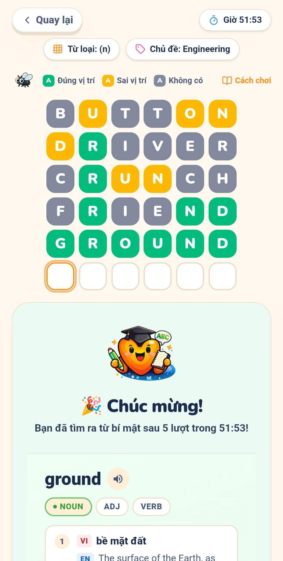 Ảnh chụp game từ vựng Giải mã từ tại Hoctumoi
