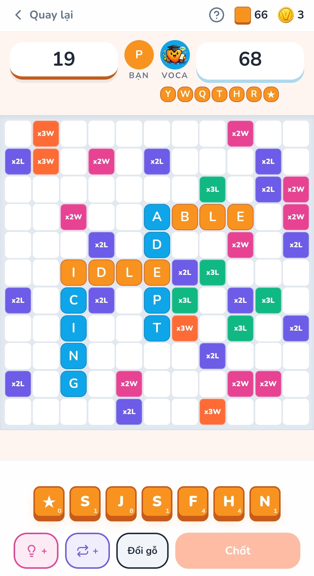Ảnh chụp game từ vựng VocaChess tại Hoctumoi
